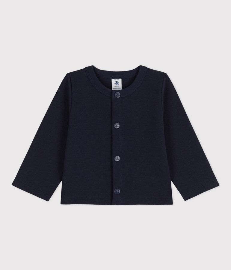 Cardigan b&eacute;b&eacute; uni en jersey &eacute;pais bleu