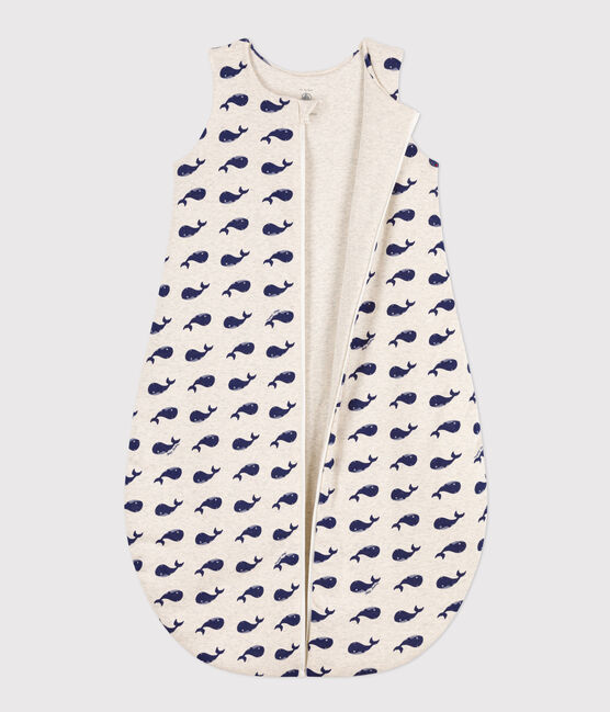 Katoenen babytrappelzakje met walvisprint TOG 2 beige MONTELIMAR/blauw MEDIEVAL