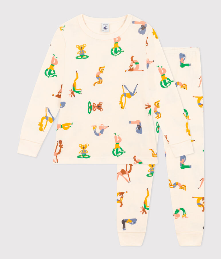 Pyjama imprim&eacute; motif animaux en coton enfant &eacute;cru/multicouleur
