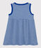 Mouwloze gestreepte geribde jurk voor babymeisjes blauw SURF/wit MARSHMALLOW