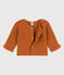 Cardigan bébé tricot point mousse en coton marron ECUREUIL