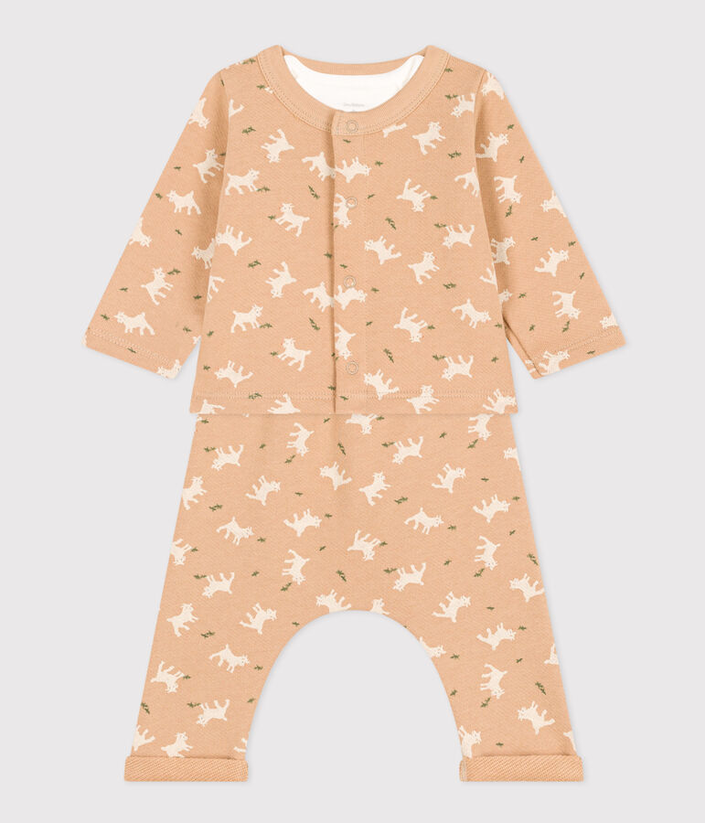 Set met print van molton voor baby's beige/multicouleur