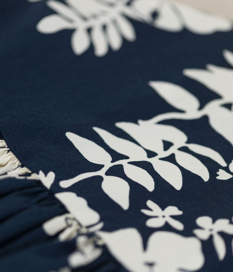 Jurk met korte mouwen van popeline voor meisjes blauw/wit