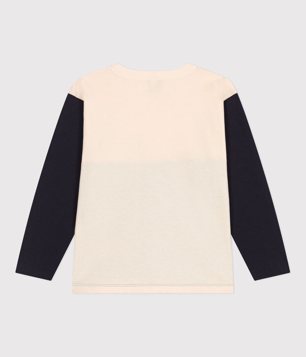 Jongens-T-shirt met lange mouwen in katoen ecru/multicouleur