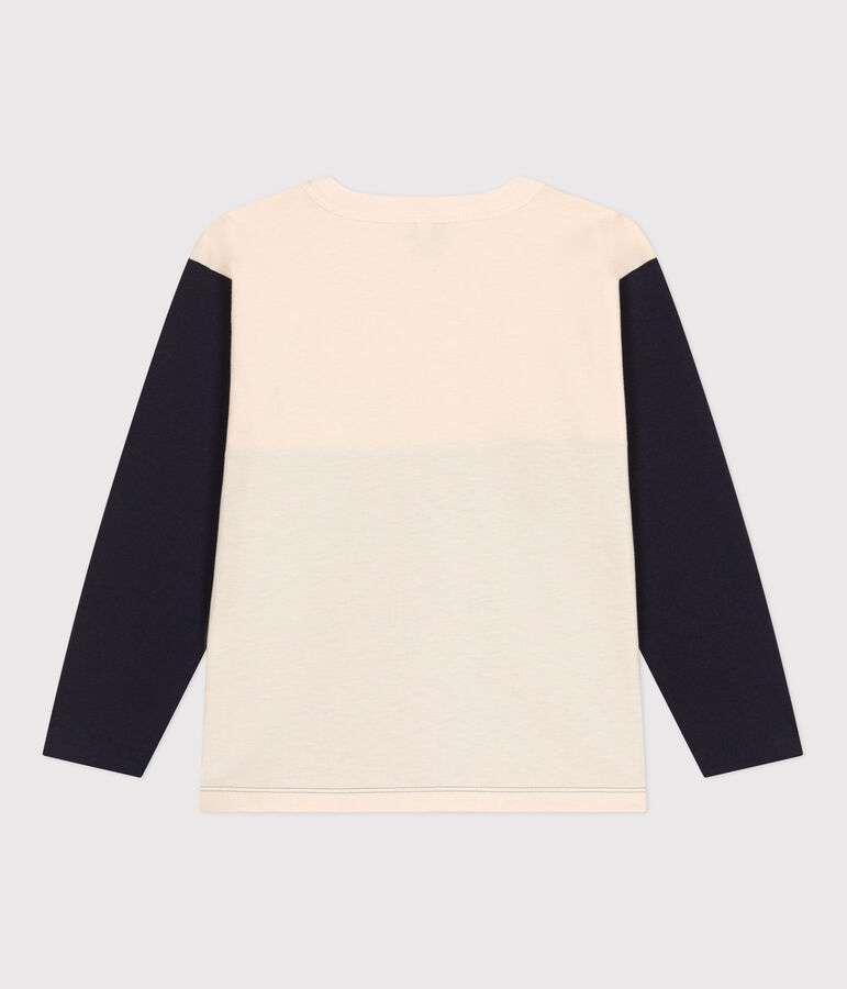 Tee-shirt manches longues en coton enfant gar&ccedil;on &eacute;cru/multicouleur