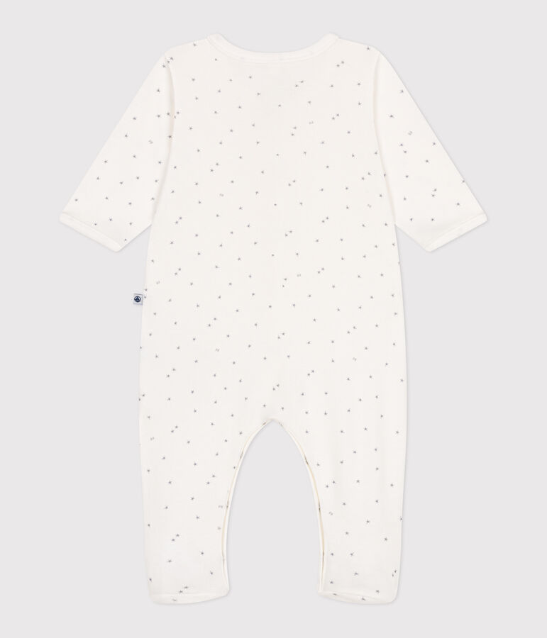 Pyjama b&eacute;b&eacute; en coton petites &eacute;toiles blanc/gris