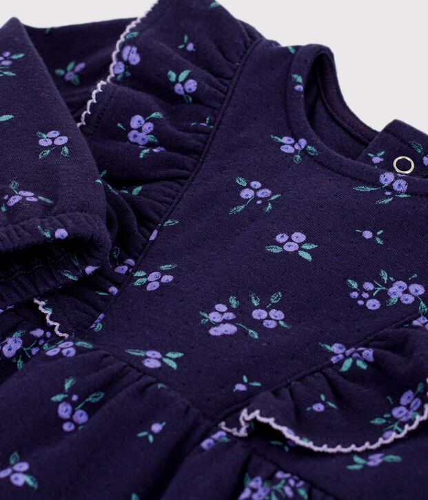 Katoenen babyjurkje met lange mouw en bloemenprint blauw/multicouleur