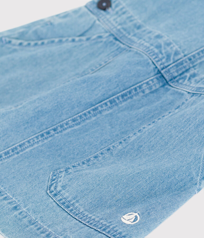 Salopettejurk van licht denim voor meisjes blauw DENIM CLAIR