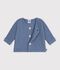 Cardigan b&eacute;b&eacute; tricot point mousse en coton uni bleu