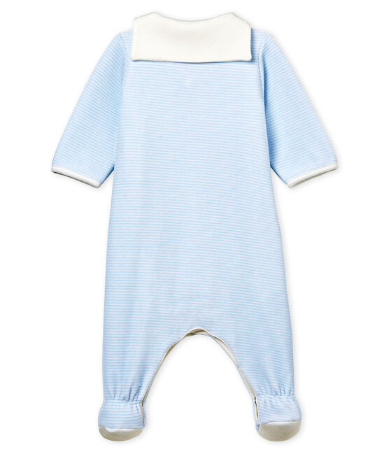 Bodyjama bébé garçon en velours milleraies bleu FRAICHEUR/blanc ECUME