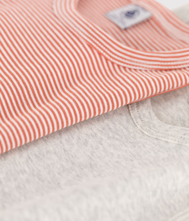 Set van 2 effen jongenshemdjes in katoen multicouleur