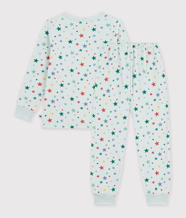 Pyjama enfant en velours imprim&eacute; &eacute;toiles bleu/multicouleur