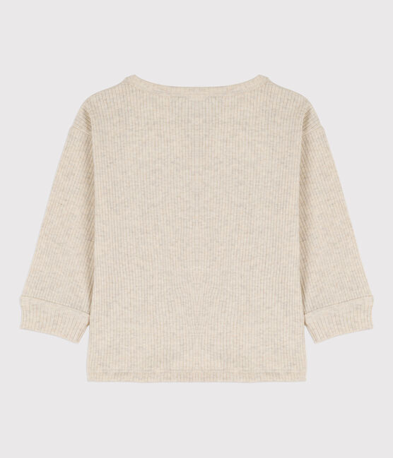 T-shirt met lange mouwen voor baby's van geribd breisel beige MONTELIMAR CHINE