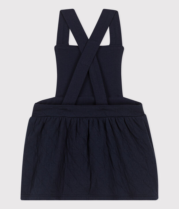 Robe sans manche b&eacute;b&eacute; imprim&eacute;e en tubique matelass&eacute; bleu marine