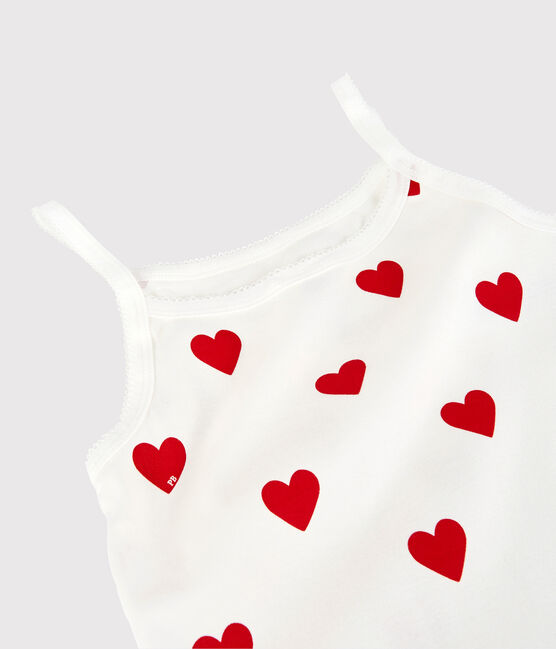 Katoenen dameshemd met bandjes wit MARSHMALLOW/rood TERKUIT