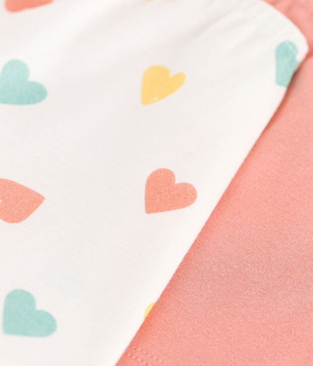 Lot de 2 shorties enfant en coton long imprim&eacute; c&oelig;urs multicouleur