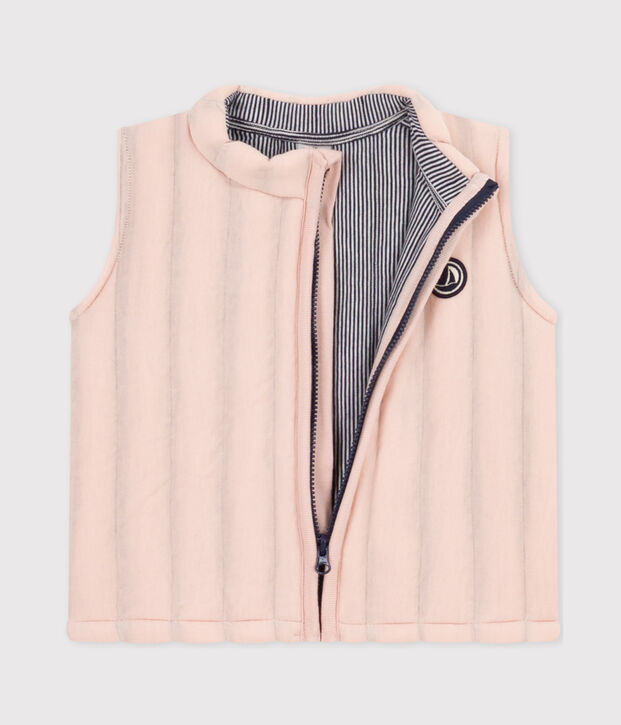 Veste sans manche en tubique matelass&eacute; b&eacute;b&eacute; rose