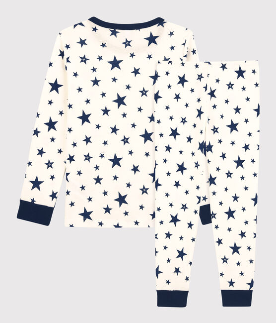 Pyjama étoiles en coton enfant blanc MARSHMALLOW/bleu MEDIEVAL