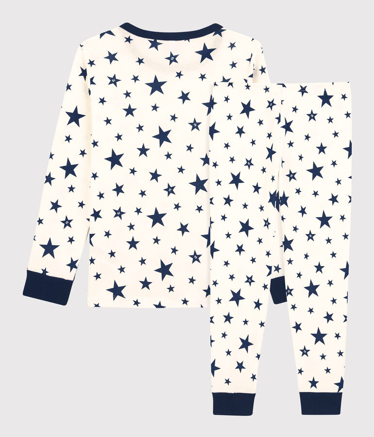 Pyjama &eacute;toiles en coton enfant blanc/bleu