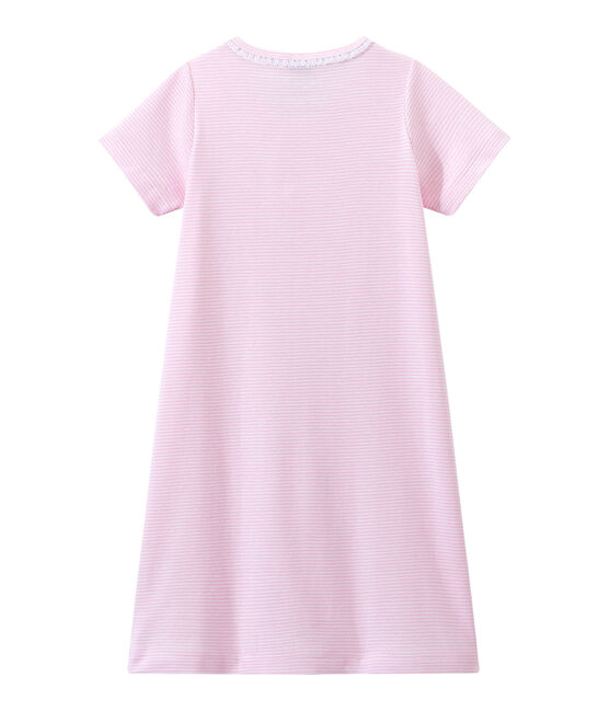 Chemise de nuit fille rayée milleraies rose BABYLONE/blanc ECUME