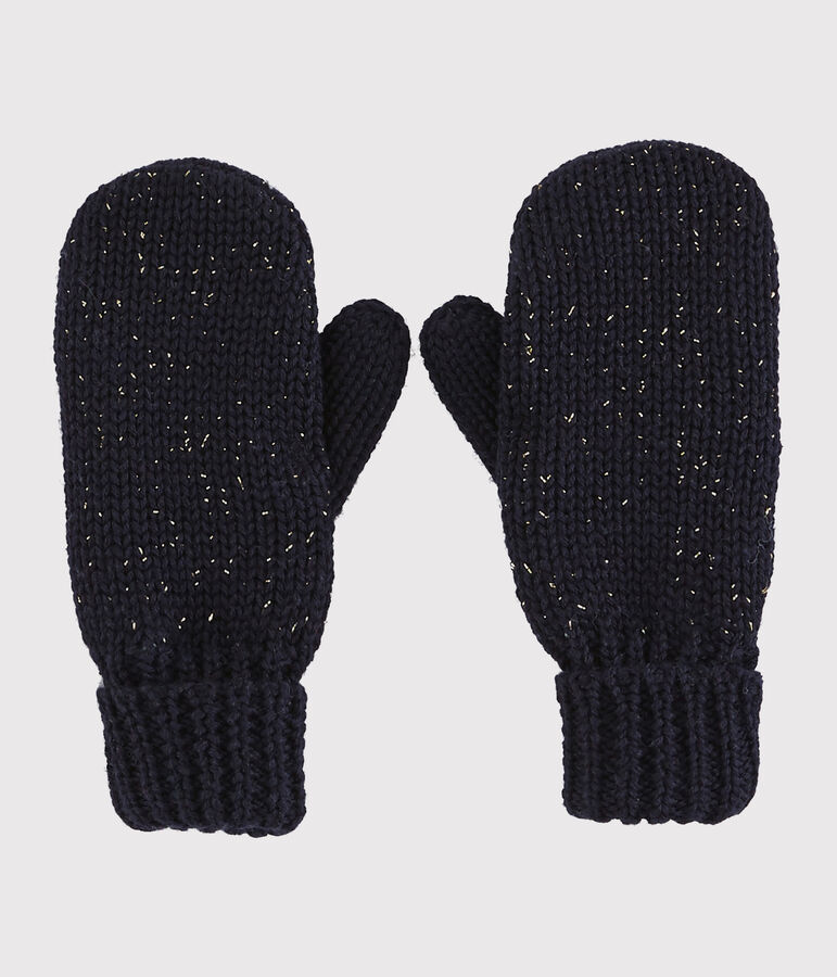 Moufles enfant fille bleu/jaune