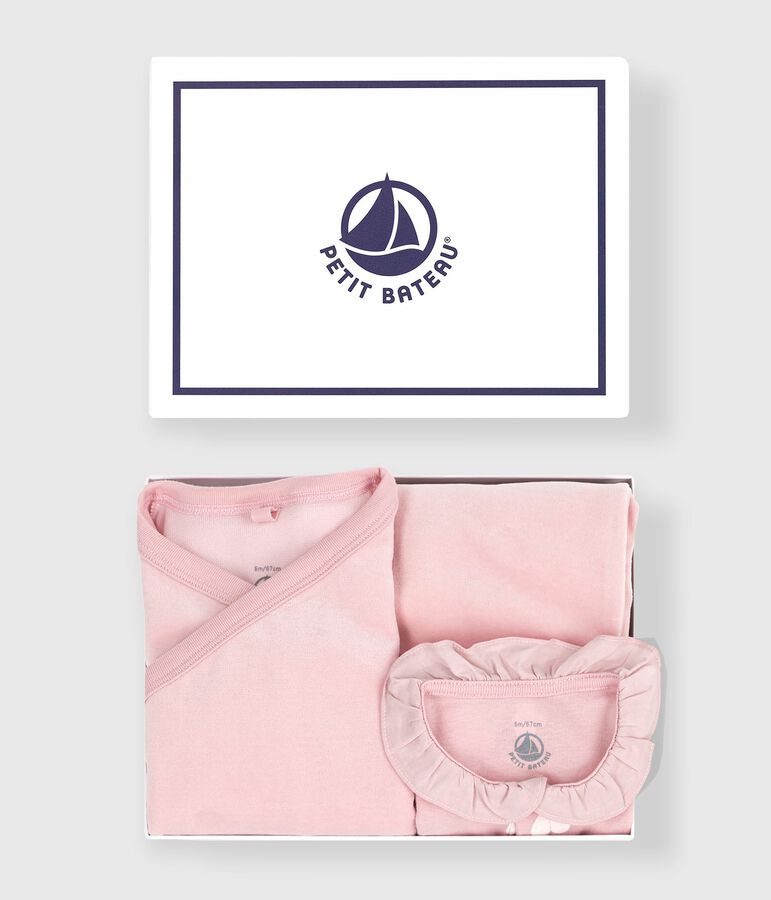 Ensemble cadeau b&eacute;b&eacute; 2 pi&egrave;ces en velours et body imprim&eacute; c&oelig;urs rose