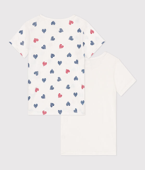 Lot de 2 tee-shirts enfant en coton manches courtes cœurs variante 1