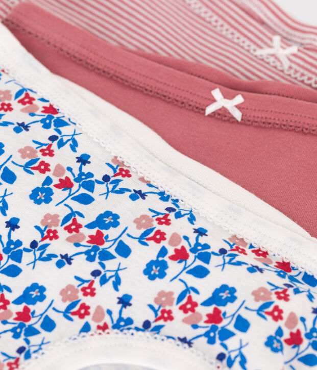 Set van 3 katoenen onderbroekjes met hoge taille en bloemenprint voor kinderen multicouleur