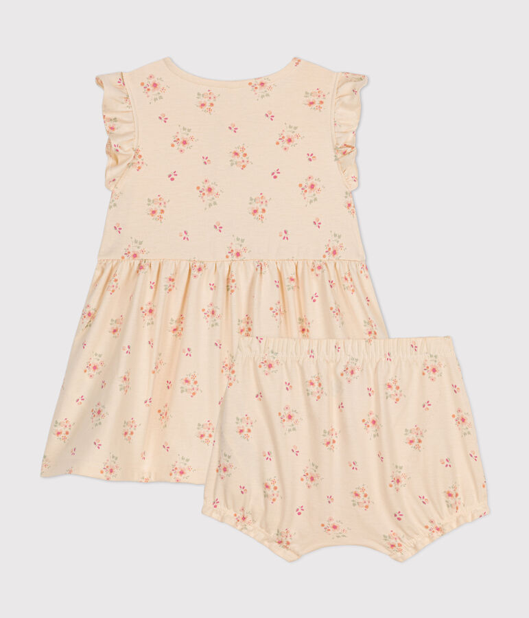 Jurk en bloomer van lichte jersey voor baby's ecru/multicouleur