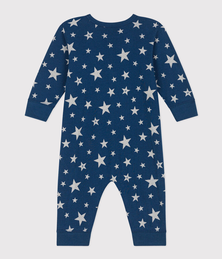 Katoenen babypyjama zonder voetjes blauw/wit