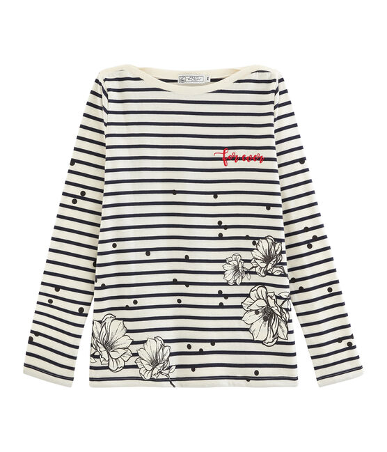 Marineshirt voor dames beige COQUILLE/blauw SMOKING