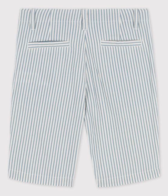 Jongensbermuda in seersucker wit MARSHMALLOW/blauw BRUT