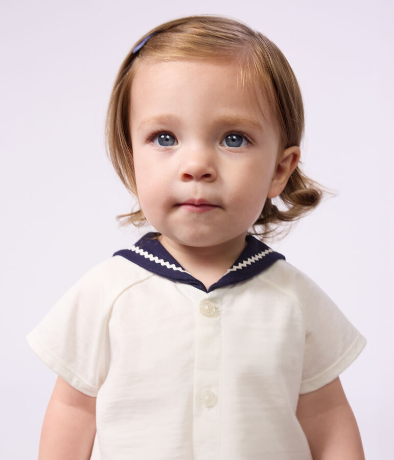 Tweedelig katoenen babysetje met T-shirt met matrozenkraag multicouleur