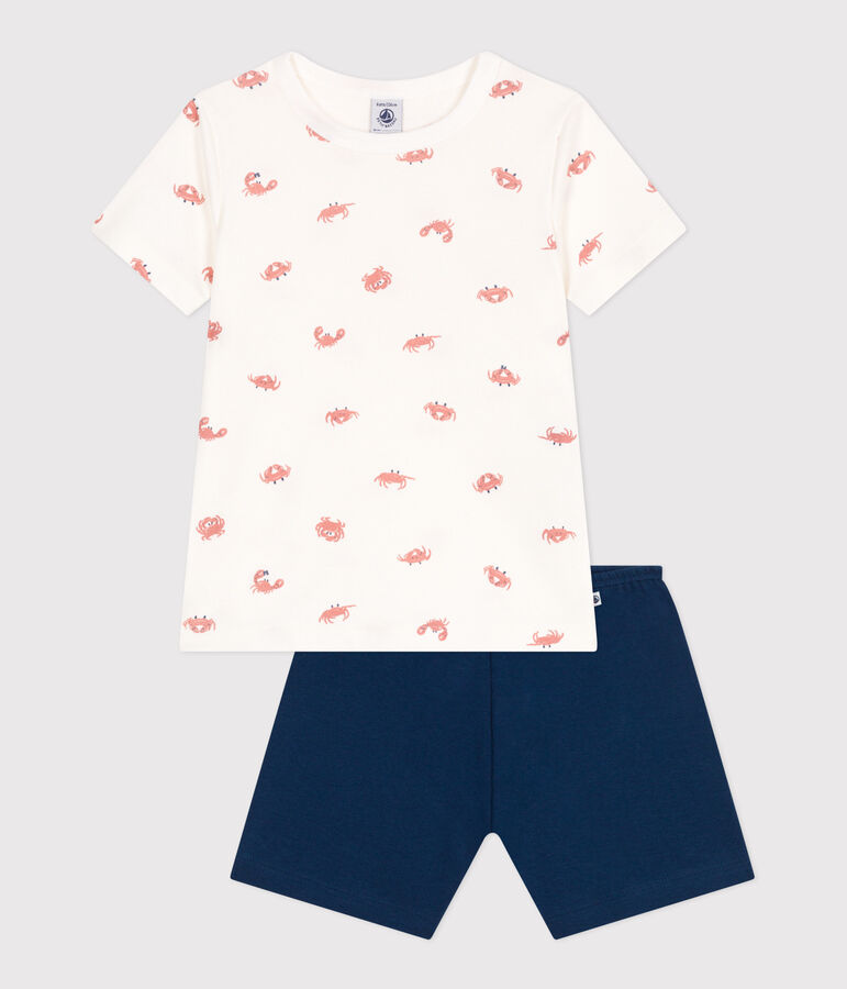 Pyjama short enfant en coton imprim&eacute; crabes bleu/multicouleur