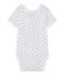 Eerste body met korte mouwen en print voor meisjes wit ECUME/blauw MEDIEVAL