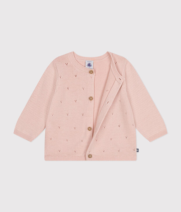 Gebreide babycardigan van ajourkatoen roze