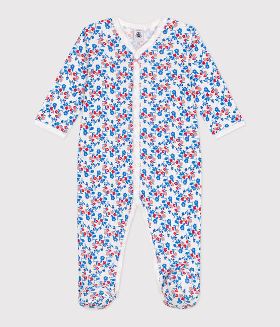 Katoenen babypyjama met bloemenprint wit MARSHMALLOW/wit MULTICO