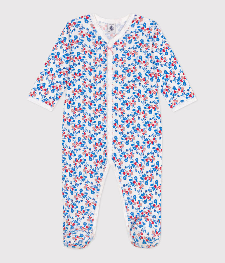 Pyjama b&eacute;b&eacute; en coton fleuri blanc/multicouleur
