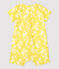 Combinaison courte imprimée Hawaï en popeline bio bébé jaune ORGE/blanc MARSHMALLOW