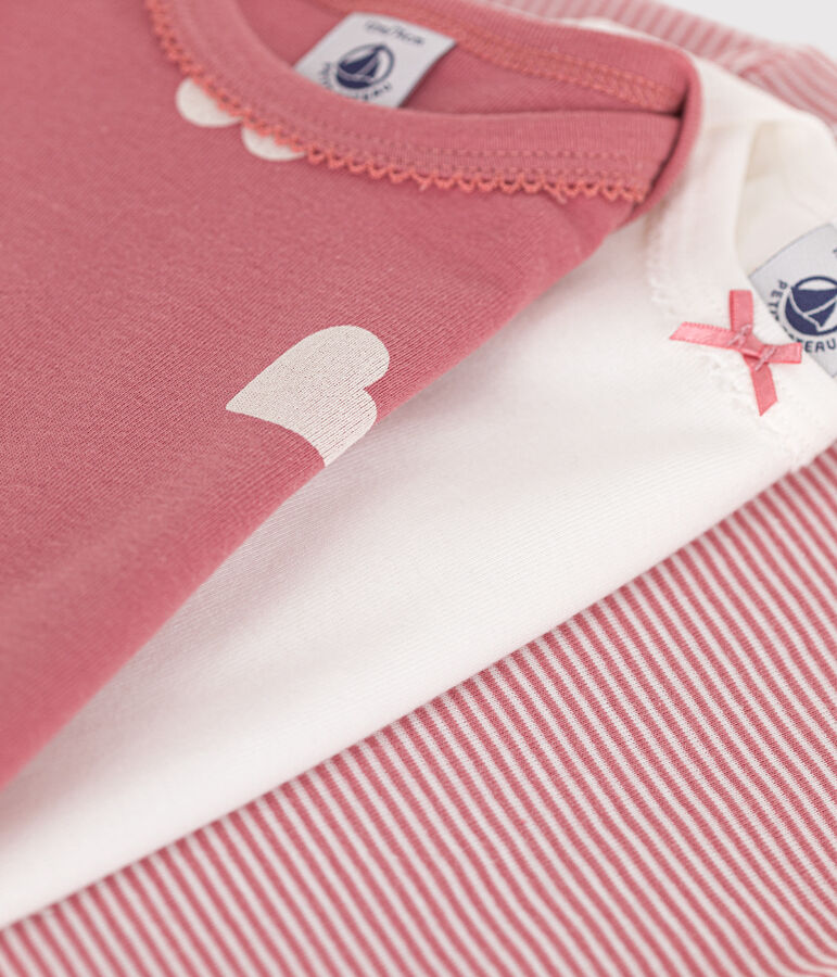 Setje met 3 katoenen body's met lange mouw en hartjes voor baby's multicouleur
