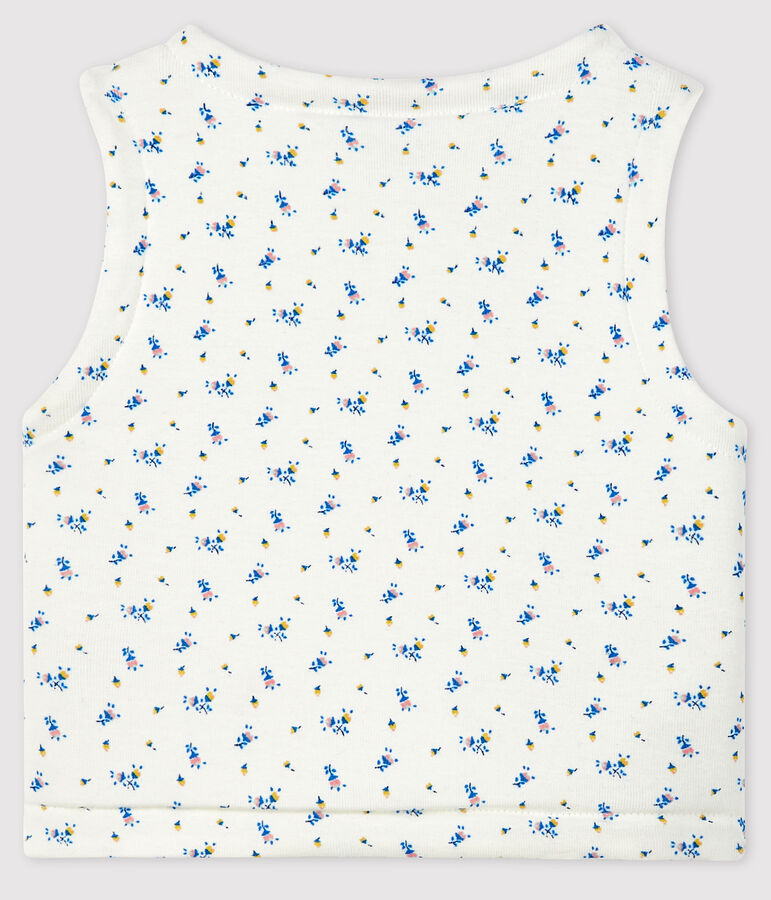 Gilet sans manches b&eacute;b&eacute; en coton biologique ouatin&eacute;e blanc/bleu