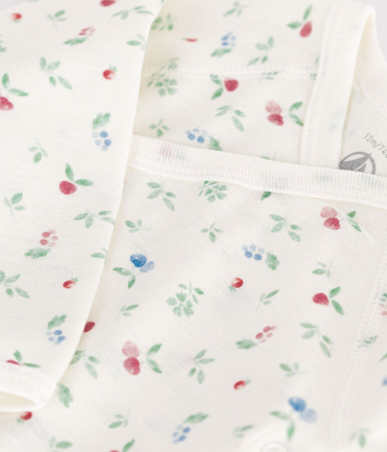 Katoenen overslagbody met lange mouwen voor baby's wit/multicouleur