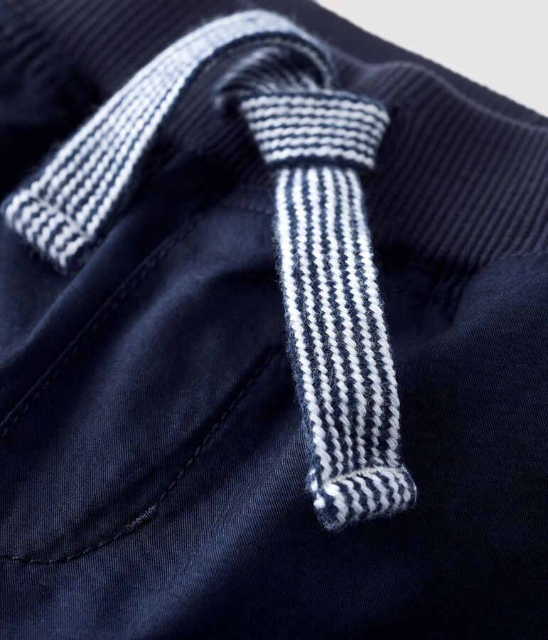 Jongensbermuda met kepering in katoen blauw