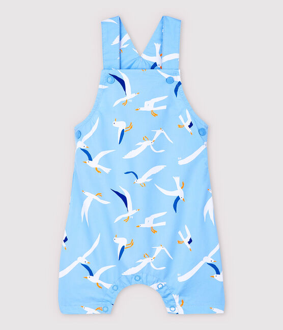Korte tuinbroek van keperstof voor jongens blauw JASMIN/wit MULTICO