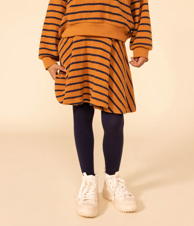 Jupe en bouclette &eacute;ponge enfant fille marron/bleu