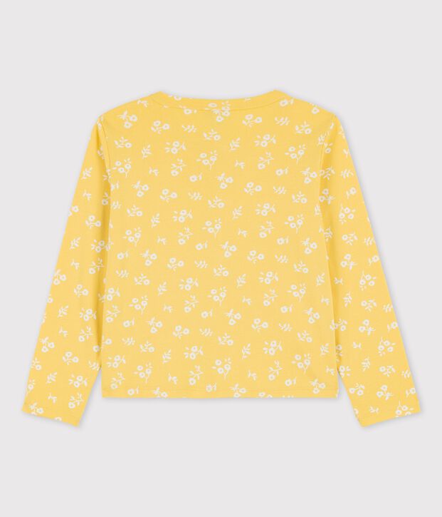 Cardigan met print voor meisjes in katoen geel/wit