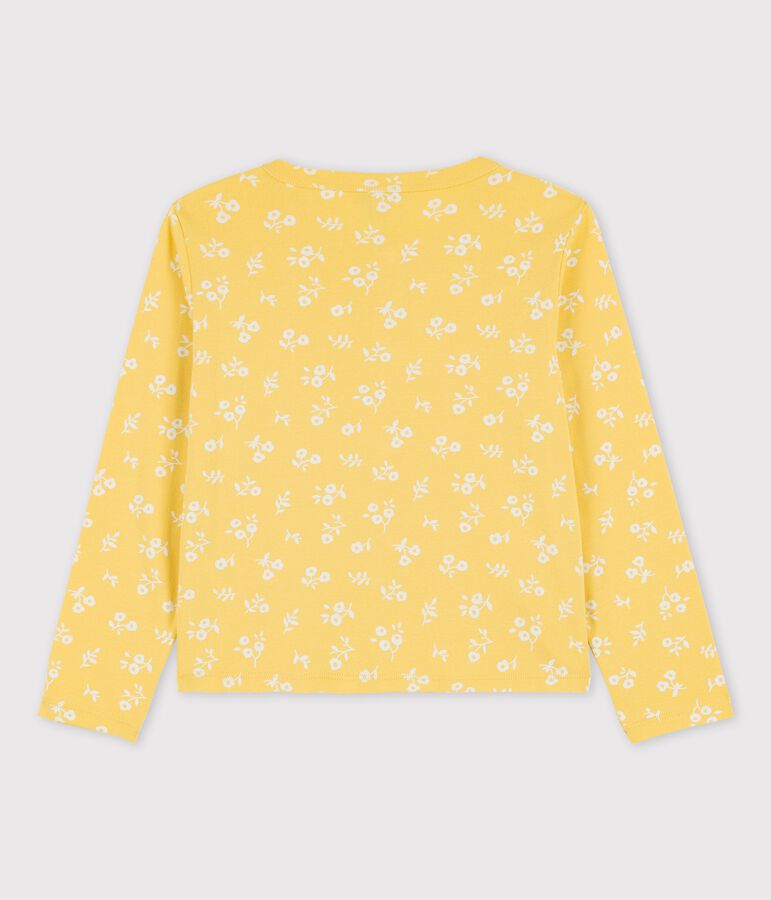 Cardigan imprim&eacute; en coton enfant fille jaune/blanc