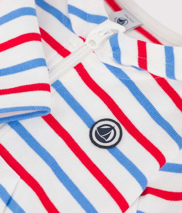 Sweatshirt &agrave; capuche ray&eacute; en jersey &eacute;pais b&eacute;b&eacute; blanc/multicouleur