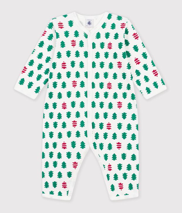 Pyjama b&eacute;b&eacute; en coton sans pieds imprim&eacute; sapins blanc/multicouleur