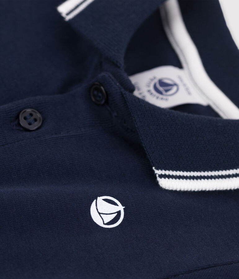 Geribd poloshirt met korte mouwen voor babyjongens blauw